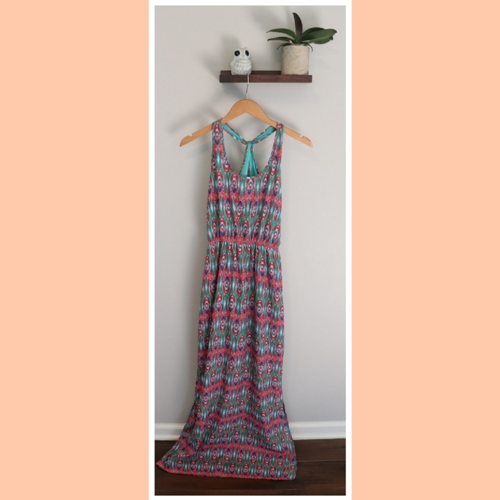 Pink and Teal Maxi Dress